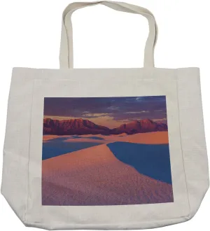 Lunarable New Mexico Shopping Bag, Adventurous Scene of White Sands Park, Eco-Friendly Reusable Bag for Groceries Beach and More, 15.5" X 14.5", Cream