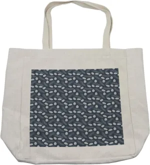 Lunarable Pine Cone Shopping Bag, Continuous Pattern of Cedar Branches and Needles with Snowflakes, Eco-Friendly Reusable Bag for Groceries Beach and More, 15.5" X 14.5", Dark Blue Grey White