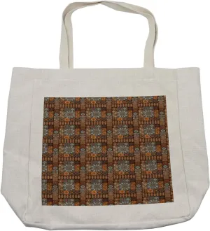 Lunarable Talavera Shopping Bag, Hispanic Tile Motifs Vintage Design Mosaic Ornamental Swirls Image, Eco-Friendly Reusable Bag for Groceries Beach and More, 15.5" X 14.5", Multicolor
