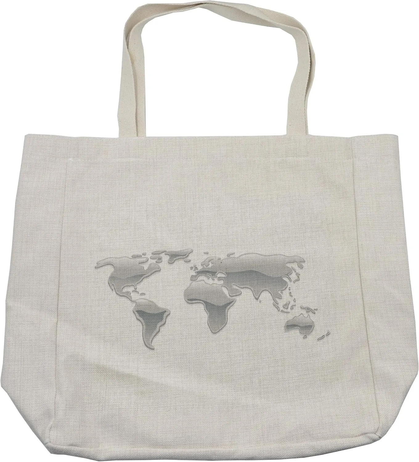 Lunarable World Map Shopping Bag, Graphic Design of World Map Made with Liquid Droplets Mercury Earth Print, Eco-Friendly Reusable Bag for Groceries Beach and More, 15.5" X 14.5", Cream
