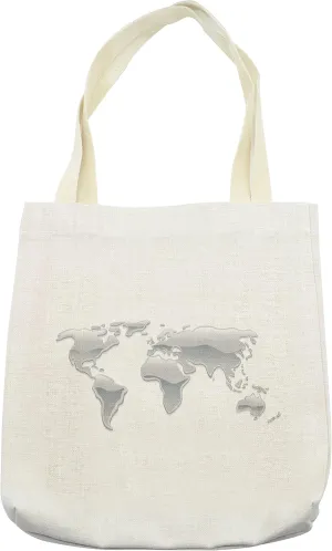 Lunarable World Map Tote Bag, Graphic Design of World Map Made with Liquid Droplets Mercury Earth Print, Cloth Linen Reusable Bag for Shopping Books Beach and More, 16.5" X 14", Cream