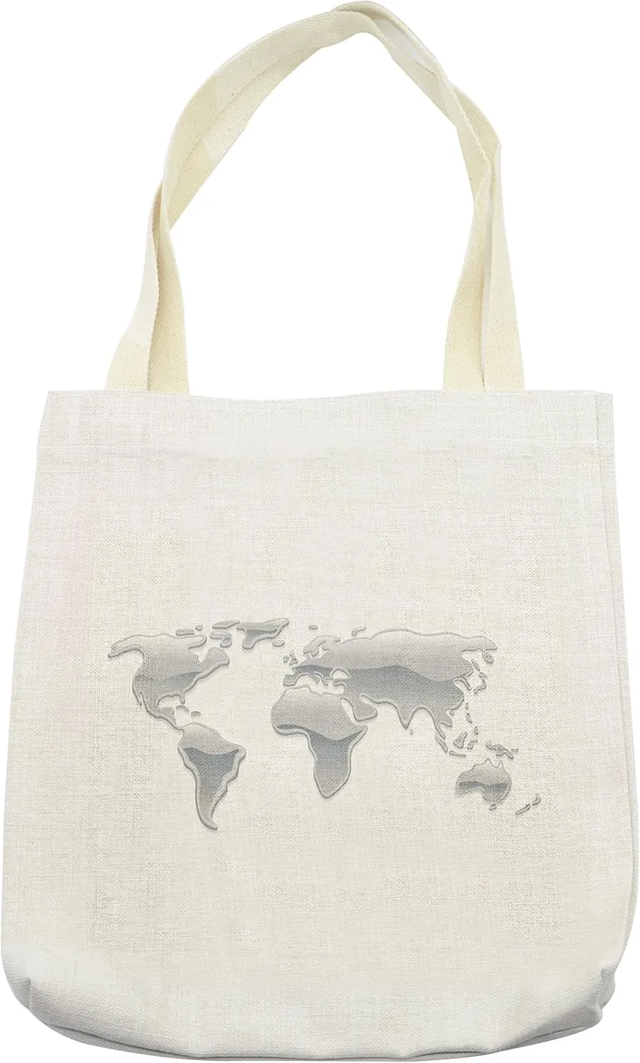 Lunarable World Map Tote Bag, Graphic Design of World Map Made with Liquid Droplets Mercury Earth Print, Cloth Linen Reusable Bag for Shopping Books Beach and More, 16.5" X 14", Cream