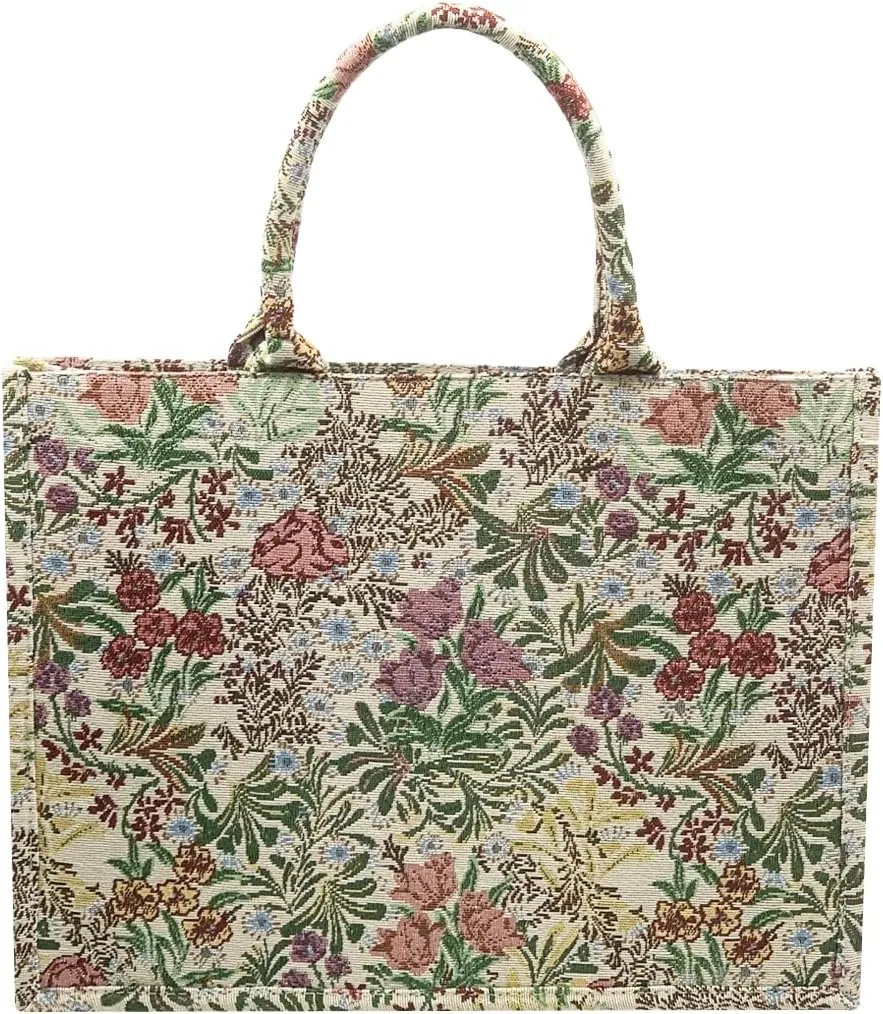 Luxury Large Tote Bag Retro Embroidery Jacquard Handbag Cotton Linen Bags for Women