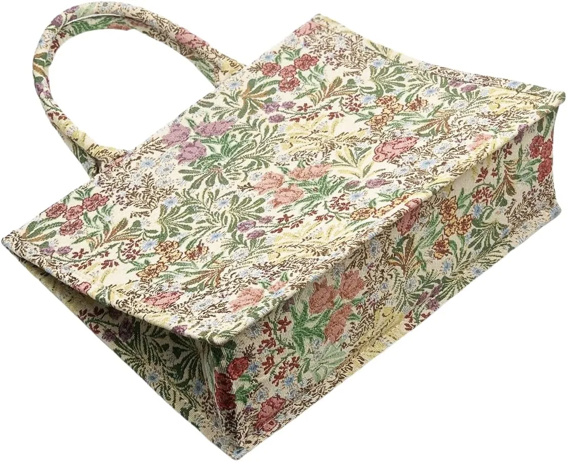 Luxury Large Tote Bag Retro Embroidery Jacquard Handbag Cotton Linen Bags for Women