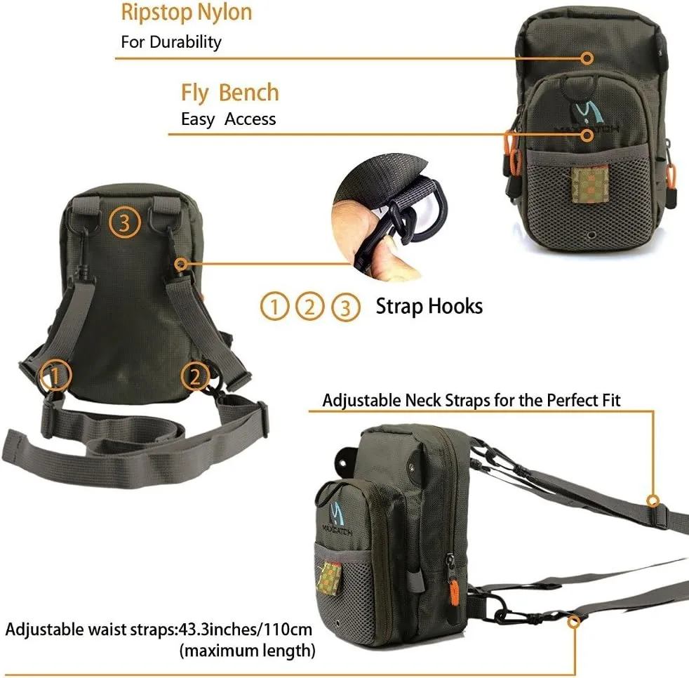 M MAXIMUMCATCH Maxcatch Fly Fishing Chest Bag Lightweight Chest Pack Fly Fishing Pouch