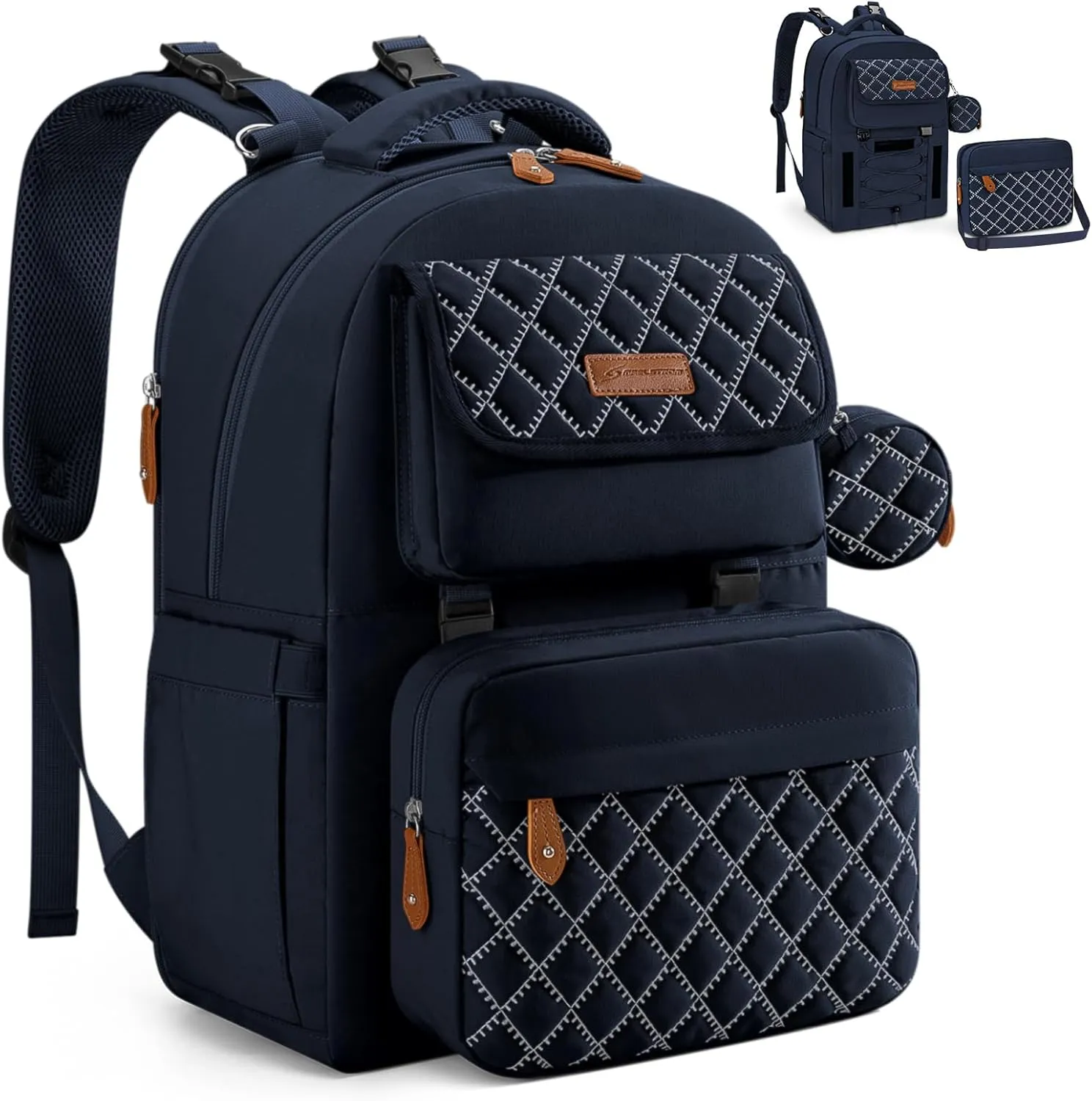 Maelstrom Diaper Bag Backpack - Expandable Large Baby Bag for 2 Kids/Twins Baby Stuff (45L MAX), with Removable Cross Body Bottle Bag for Mom/Dad,Stylish Nappy Bag Gift for Boys/Girl-Navy Blue