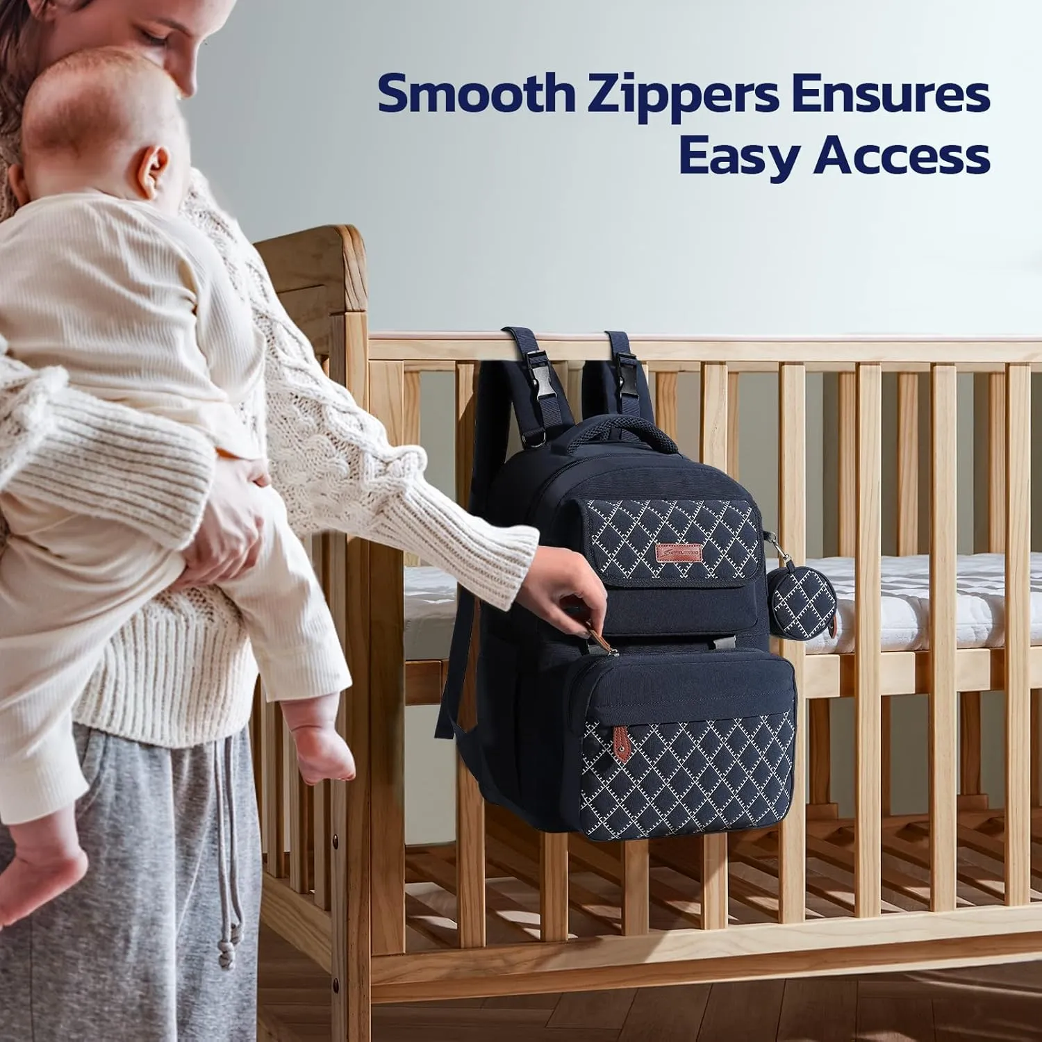 Maelstrom Diaper Bag Backpack - Expandable Large Baby Bag for 2 Kids/Twins Baby Stuff (45L MAX), with Removable Cross Body Bottle Bag for Mom/Dad,Stylish Nappy Bag Gift for Boys/Girl-Navy Blue