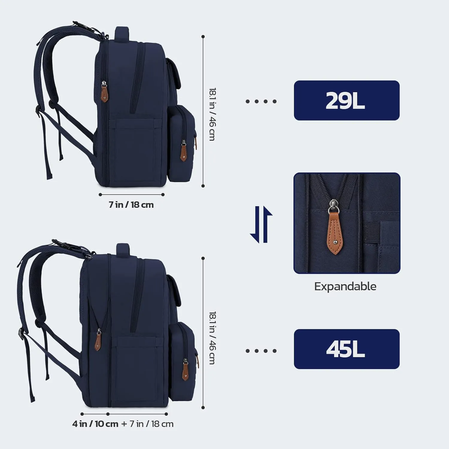 Maelstrom Diaper Bag Backpack - Expandable Large Baby Bag for 2 Kids/Twins Baby Stuff (45L MAX), with Removable Cross Body Bottle Bag for Mom/Dad,Stylish Nappy Bag Gift for Boys/Girl-Navy Blue