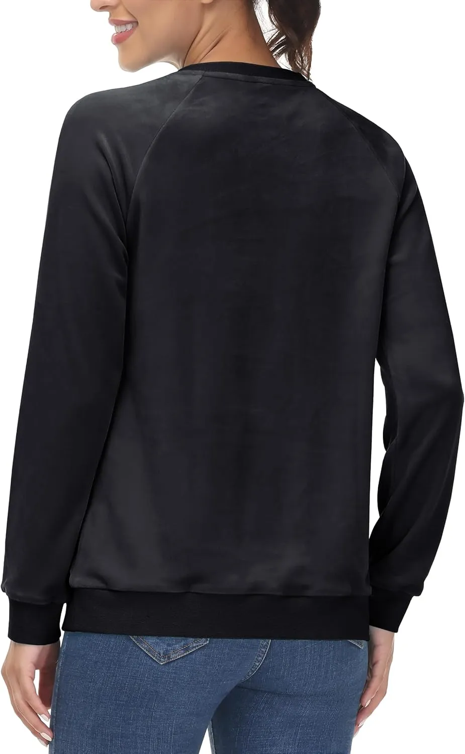 MAGCOMSEN Women's Velour Sweatshirts Crewneck Long Sleeve Casual Pullover Soft Warm Shirts Velvet Tops Winter Fall