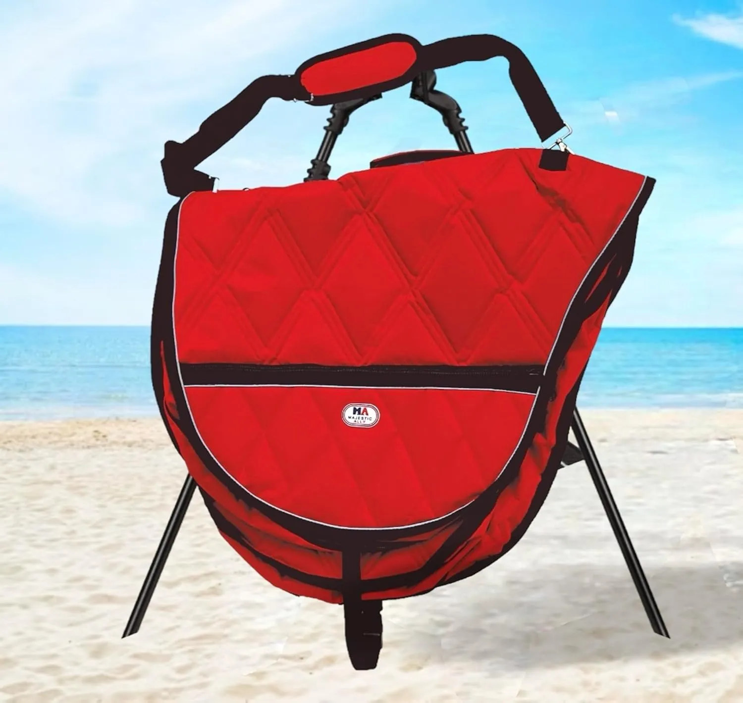 Majestic Ally 1000D Nylon Reflective English Saddle Carry Bag (Red)