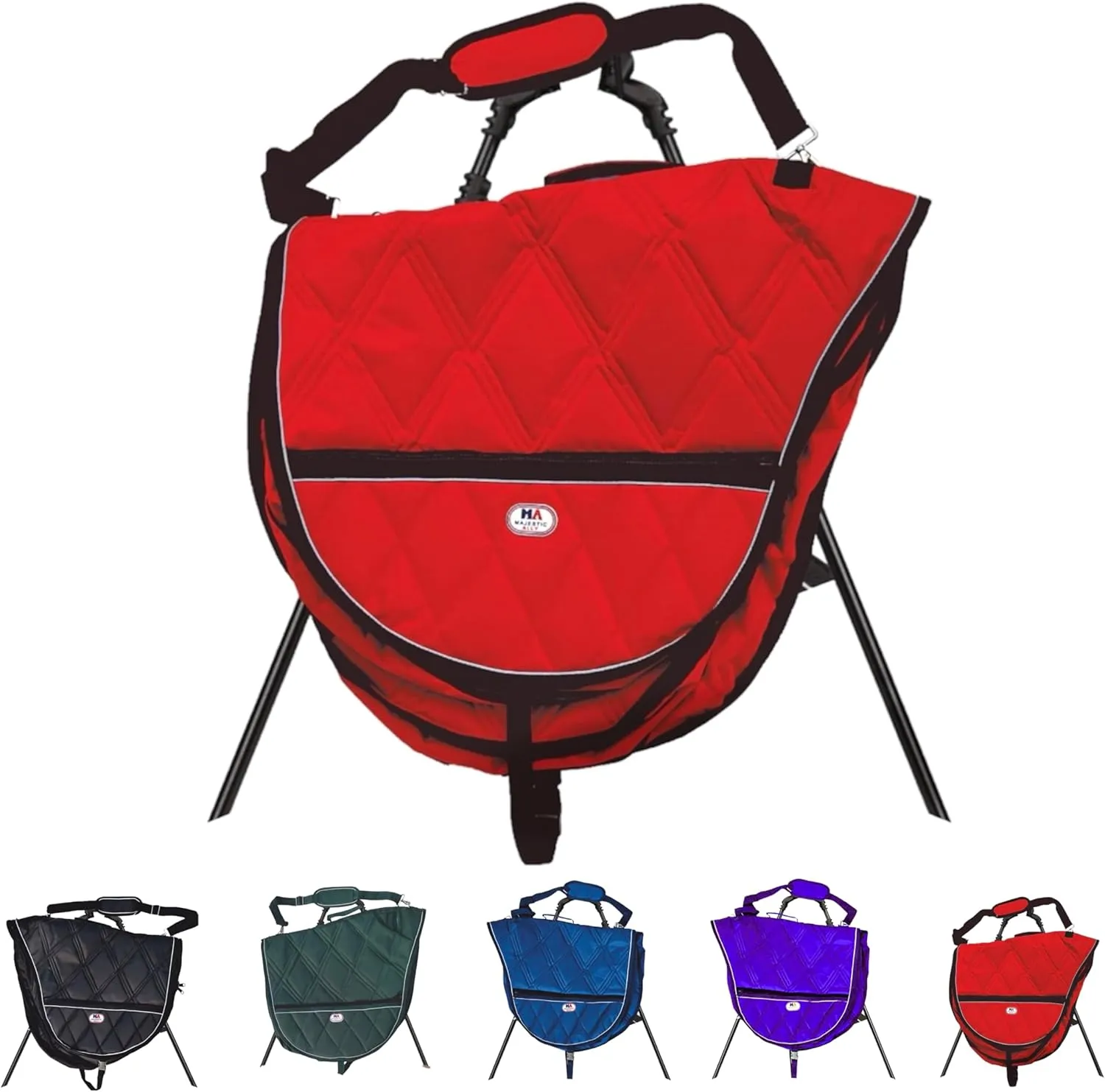 Majestic Ally 1000D Nylon Reflective English Saddle Carry Bag (Red)