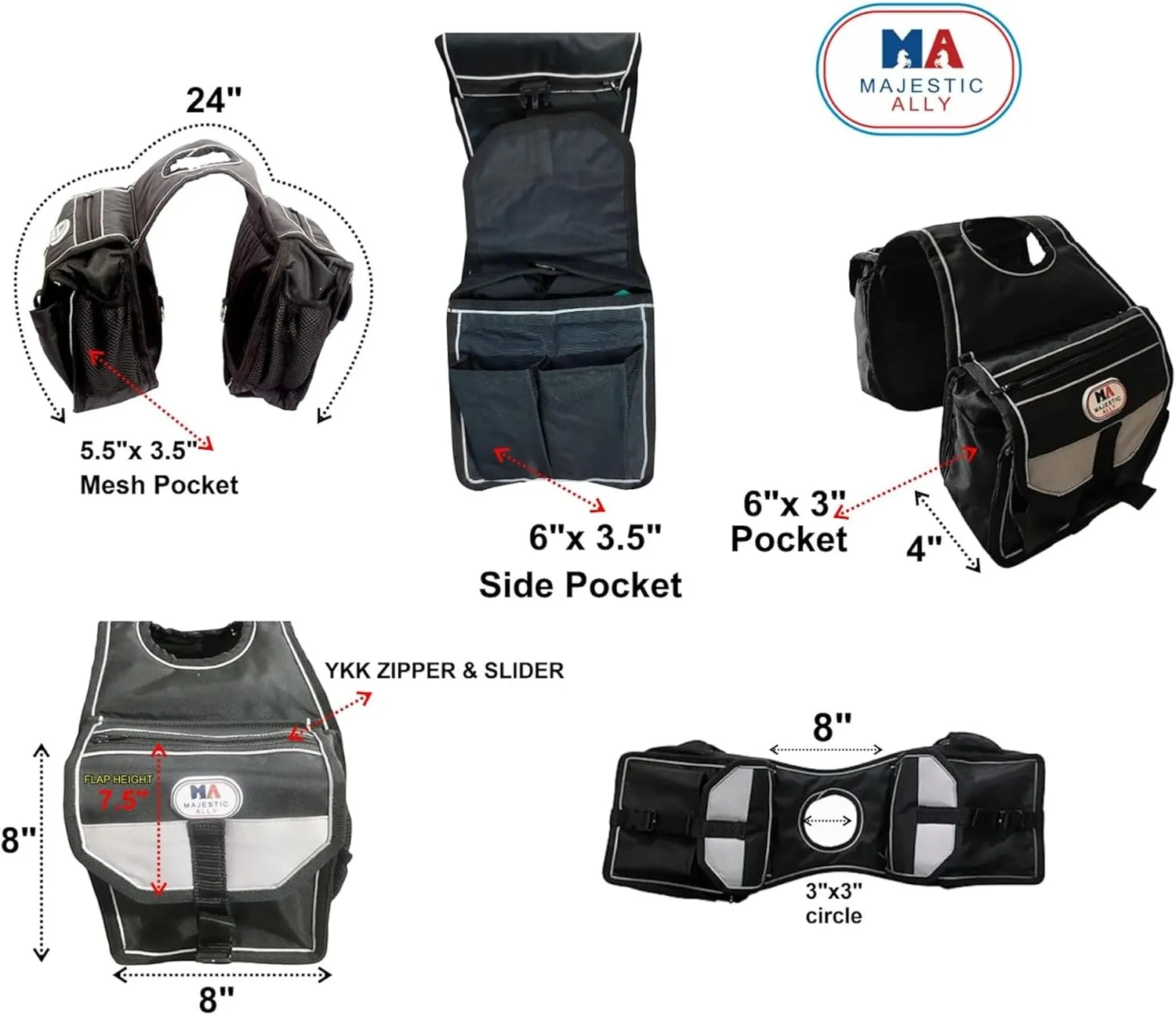 Majestic Ally Horn Bag, Nylon Insulated Padded Reflective Pockets,Two Water Bottle, Camera/Cell Phone Pocket, Horn Bag (Brown)