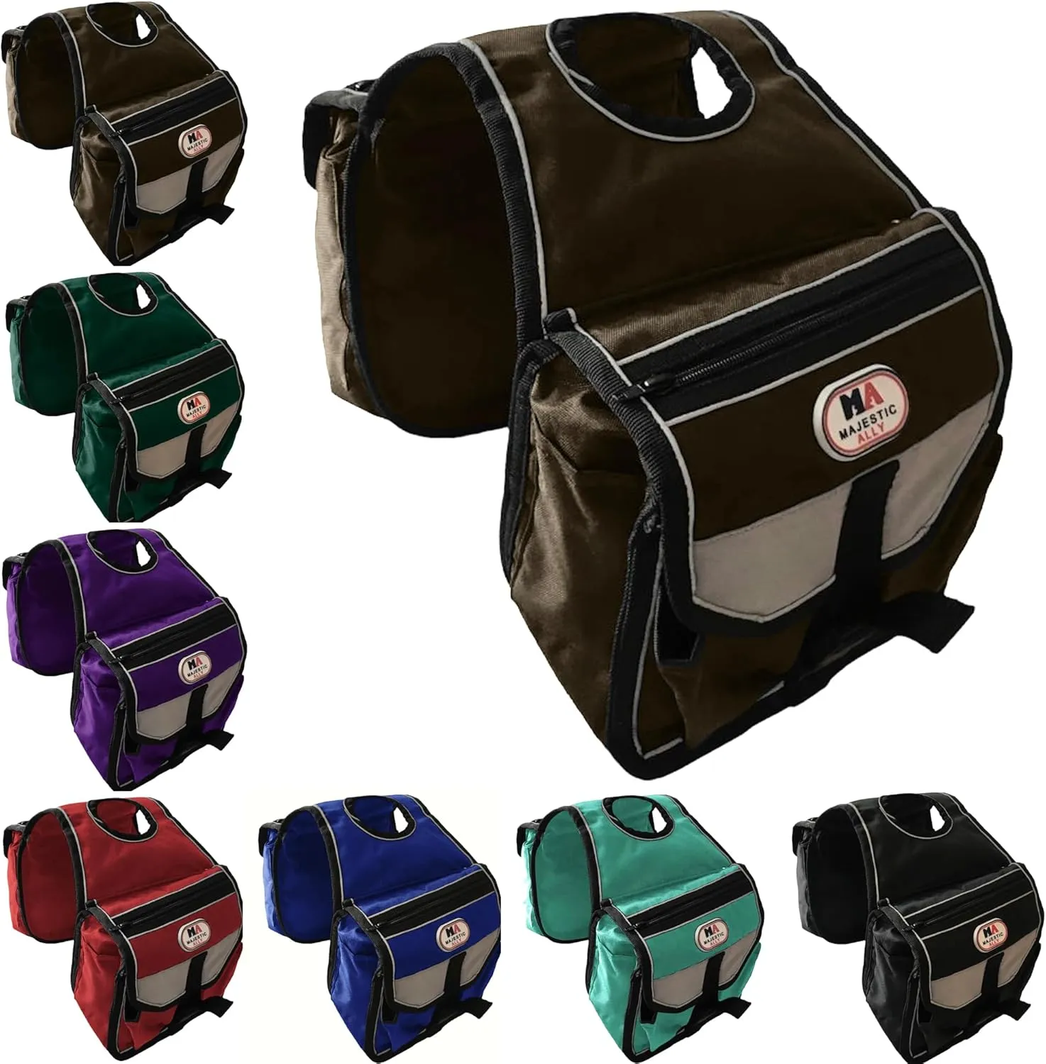 Majestic Ally Horn Bag, Nylon Insulated Padded Reflective Pockets,Two Water Bottle, Camera/Cell Phone Pocket, Horn Bag (Brown)