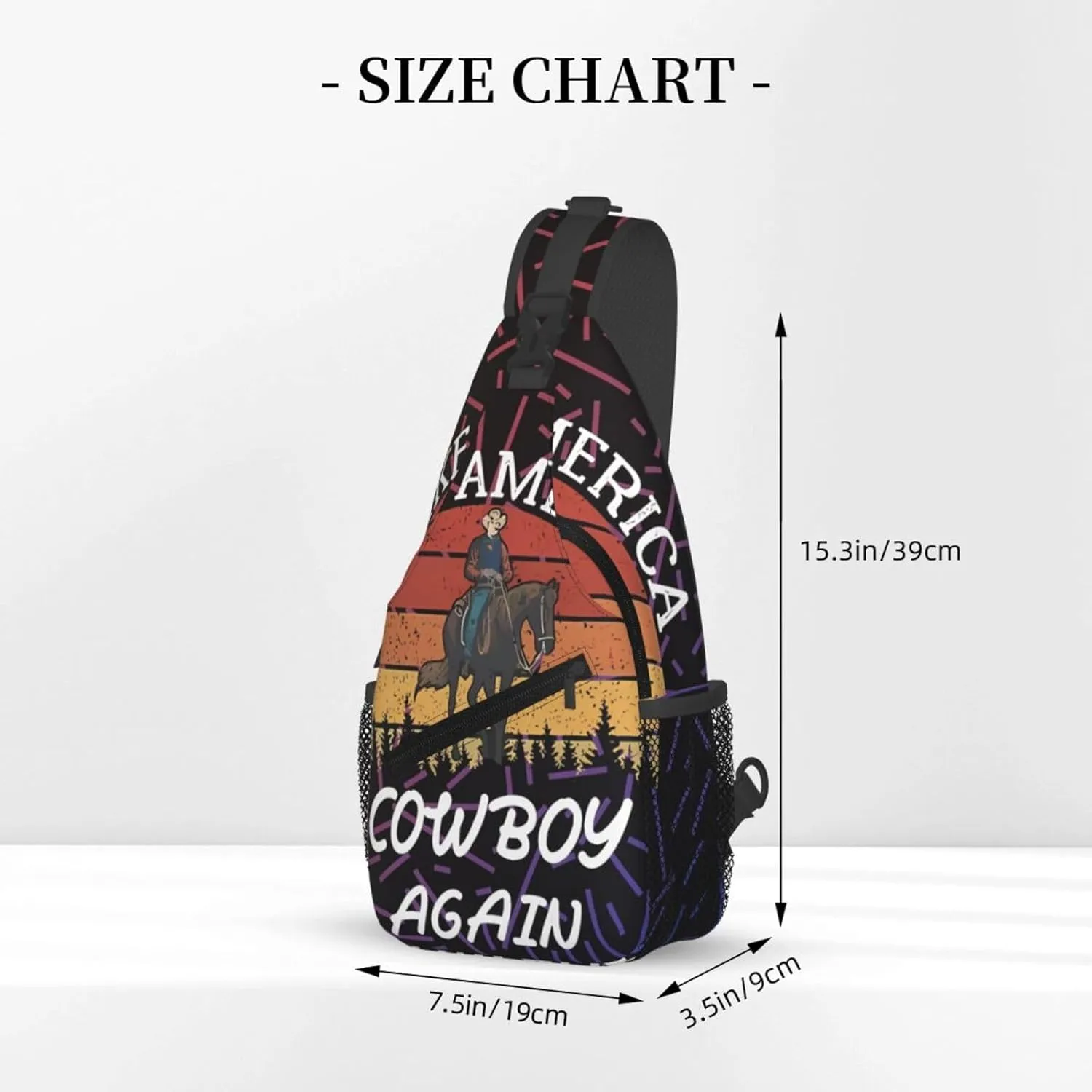 Makes America A Cowboy Again Crossbody Backpack Chest Shoulder Bag Lightweight One Strap Travel Hiking Daypack
