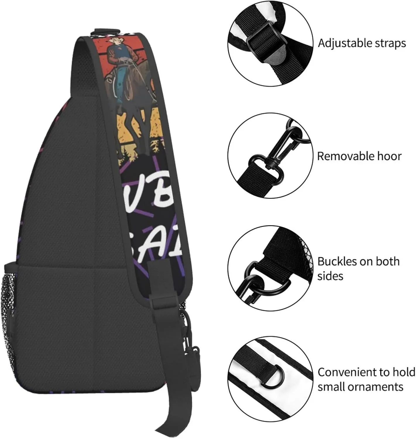 Makes America A Cowboy Again Crossbody Backpack Chest Shoulder Bag Lightweight One Strap Travel Hiking Daypack