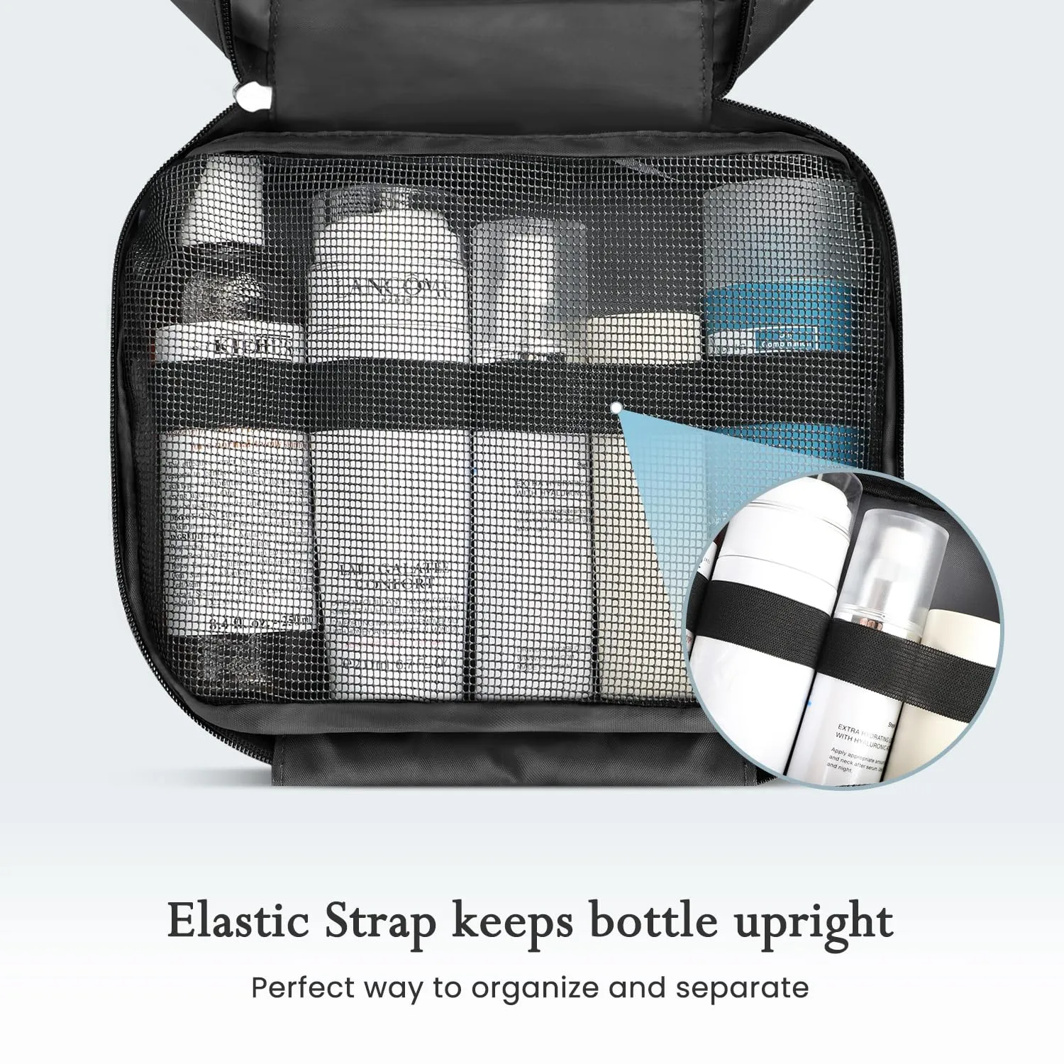Maliton Toiletry Bag for Men & Women | Large for Traveling | Hanging Compact Hygiene Bag with 4 Compartments | Waterproof Bathroom Shower Bag (Black)