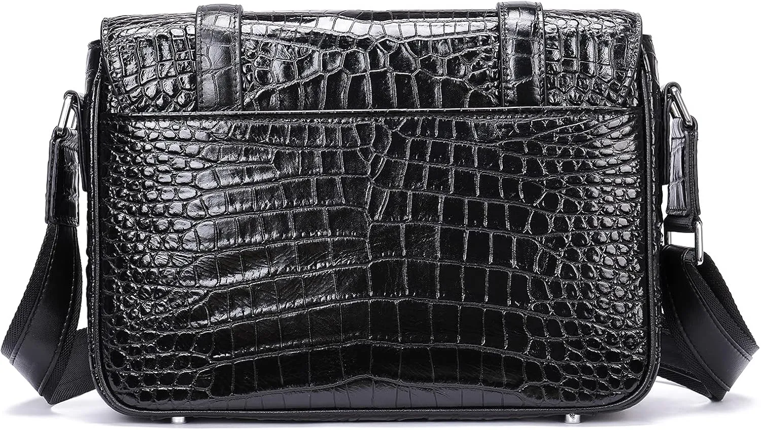 Man Bags and Purses Luxury Crocodile Leather Messenger Crossbody Bag with Leather Shoulder Strap