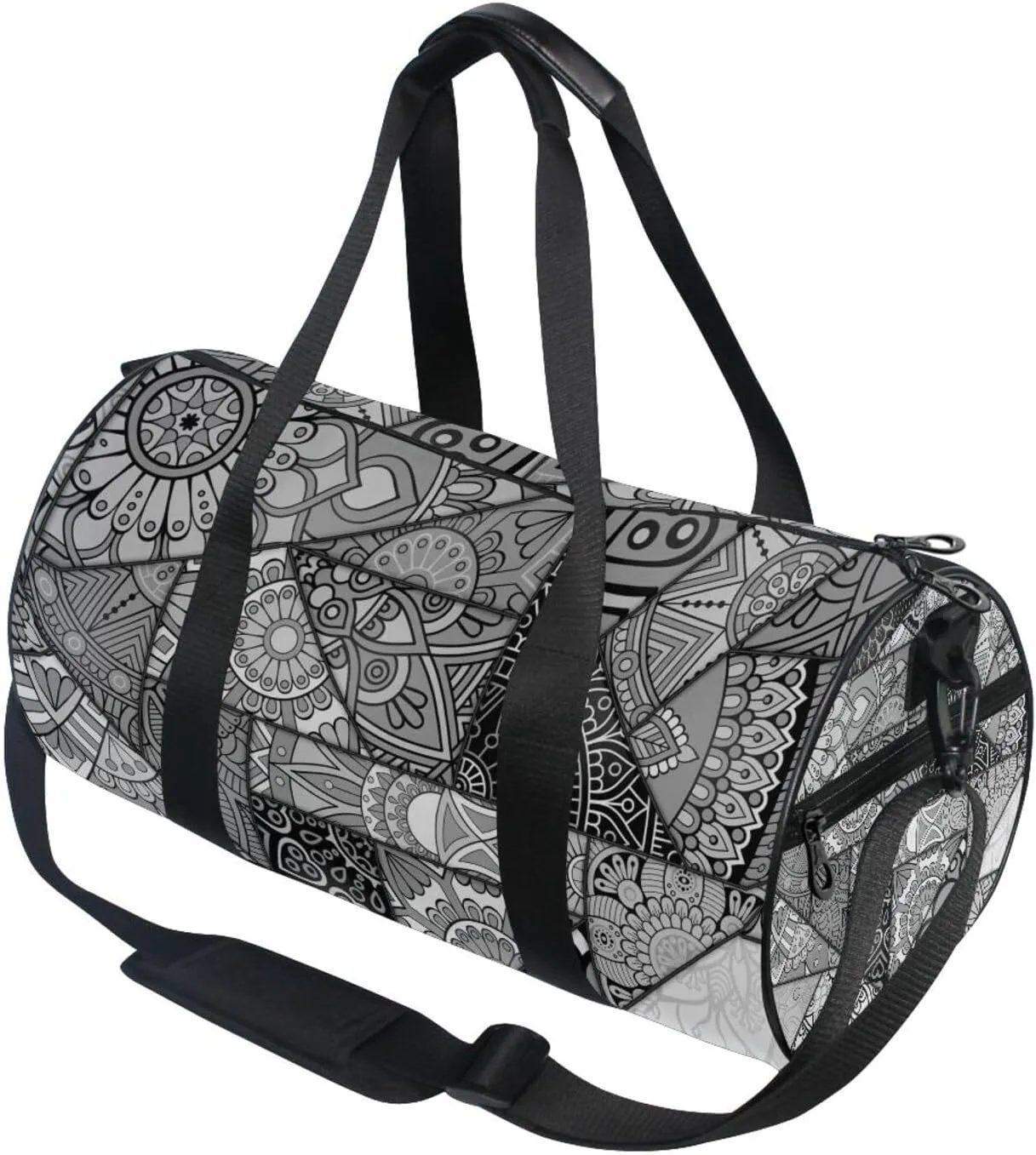 Mandala Patchwork Islam, Arabic, Indian, Ottoman Motifs Portable Gym Bag, Travel Bag, Luggage bag, Sports Bag, Toiletry Bag with Handles, Detachable Shoulder Strap 17.6 x 9 x 9 inch