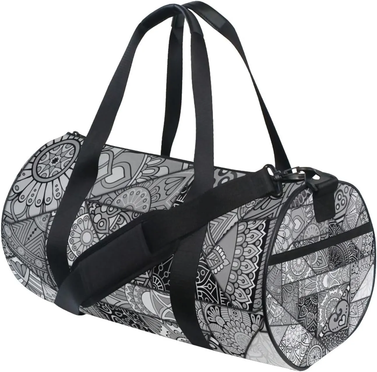 Mandala Patchwork Islam, Arabic, Indian, Ottoman Motifs Portable Gym Bag, Travel Bag, Luggage bag, Sports Bag, Toiletry Bag with Handles, Detachable Shoulder Strap 17.6 x 9 x 9 inch