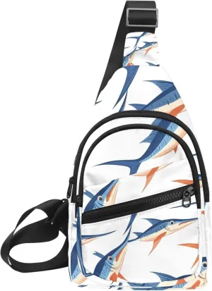 marine swordfish (3) Sling Bag for Women Men Backpack Fanny Pack Crossbody Chest Travel Shoulder Belt Bags Purse Handbag