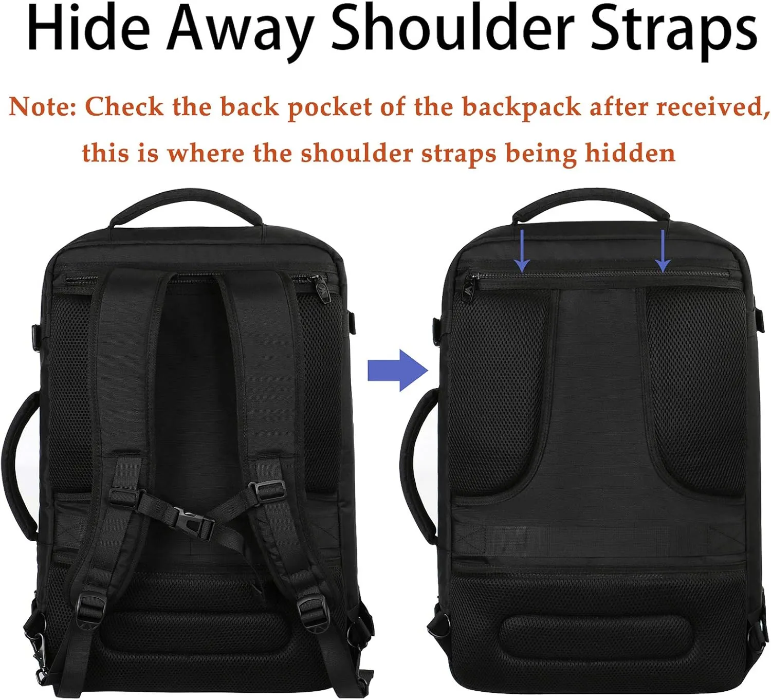 MATEIN Carry on Backpack, Extra Large Travel Backpack Expandable Airplane Approved Weekender Bag for Men and Women, Water Resistant Lightweight Daypack for Flight 40L, Black