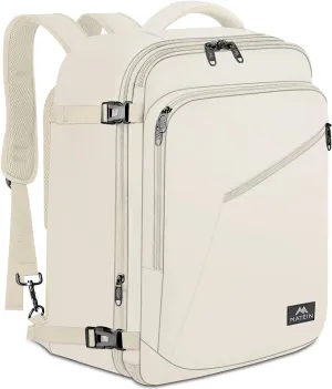 MATEIN Large Backpack for Travel Flight Approved, 45L Carry on Backpack with Padded Shoulder Straps for Adult, Men, Women, Expandable Daypack for Clothes, Travel Essentials, Beige