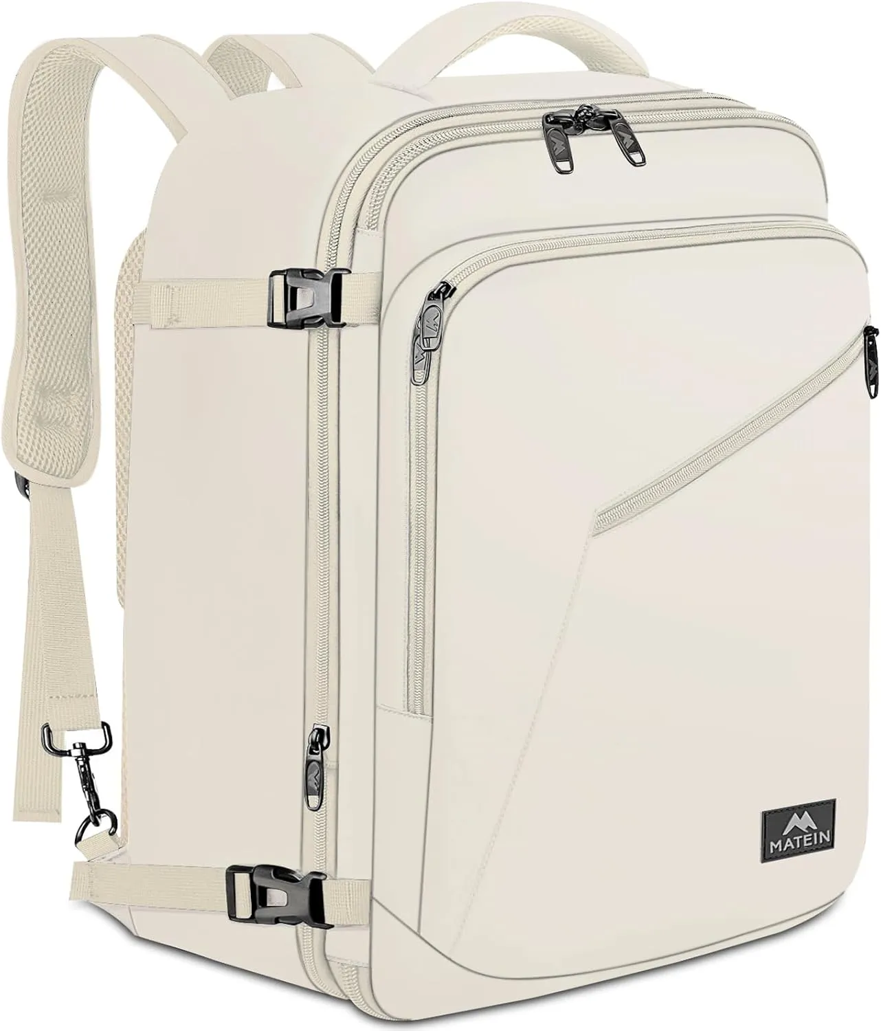MATEIN Large Backpack for Travel Flight Approved, 45L Carry on Backpack with Padded Shoulder Straps for Adult, Men, Women, Expandable Daypack for Clothes, Travel Essentials, Beige