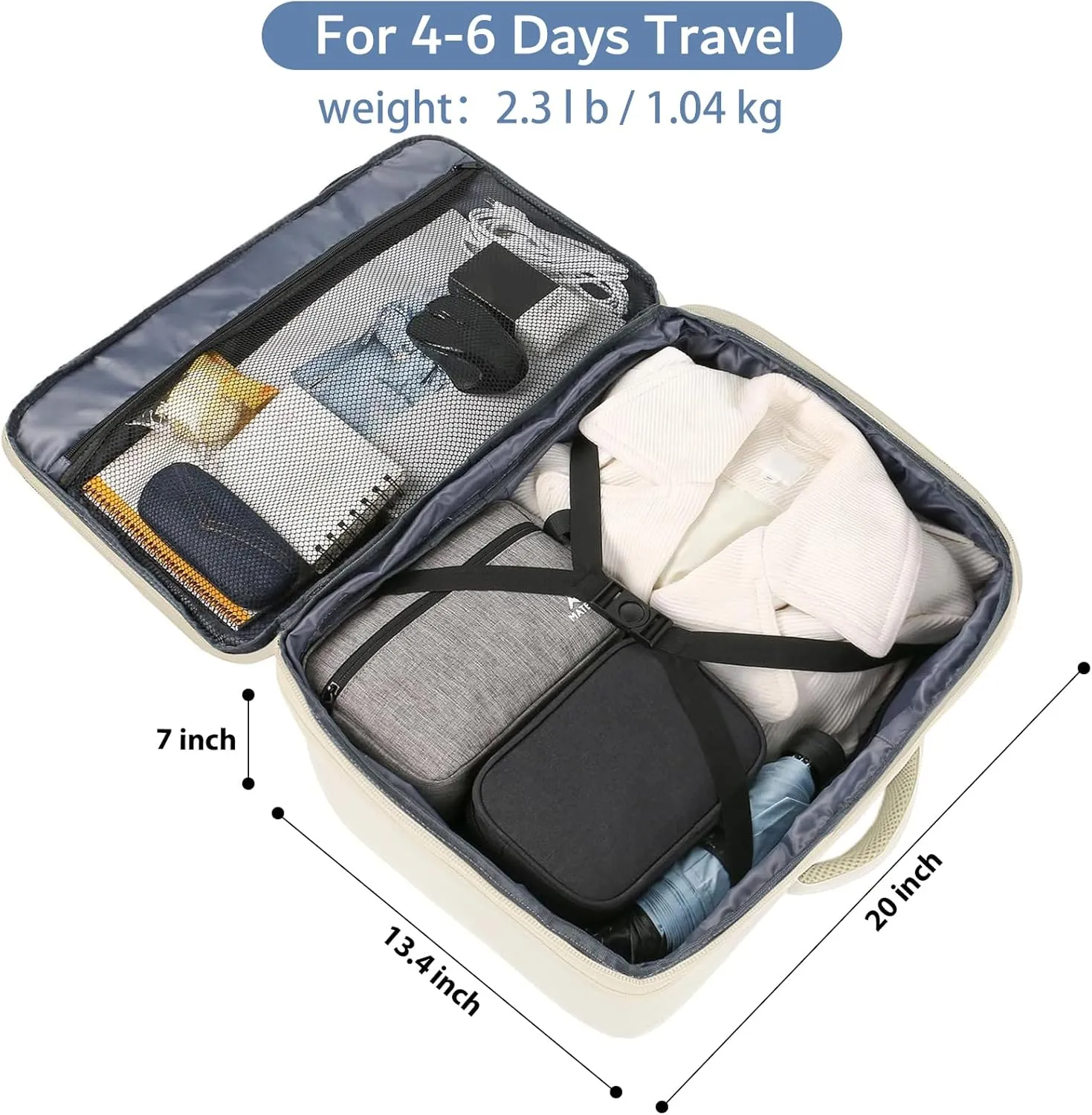 MATEIN Large Backpack for Travel Flight Approved, 45L Carry on Backpack with Padded Shoulder Straps for Adult, Men, Women, Expandable Daypack for Clothes, Travel Essentials, Beige