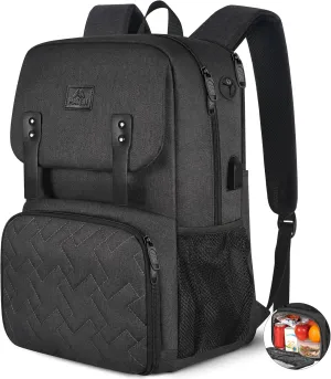 MATEIN Lunch Backpack, 15.6 Inch Insulated Cooler Lunchbox Backpacks with USB Port for Women Work, Water Resistant Lunch Bag Travel Laptop Dackpack for College Business, Gifts for Men