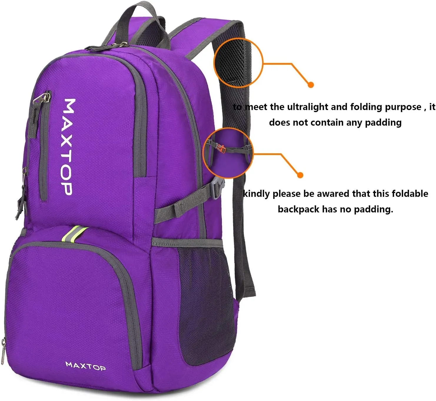 MAXTOP 40/50L Lightweight Packable Backpack for Hiking Traveling Camping Water Resistant Foldable Outdoor Travel Daypack