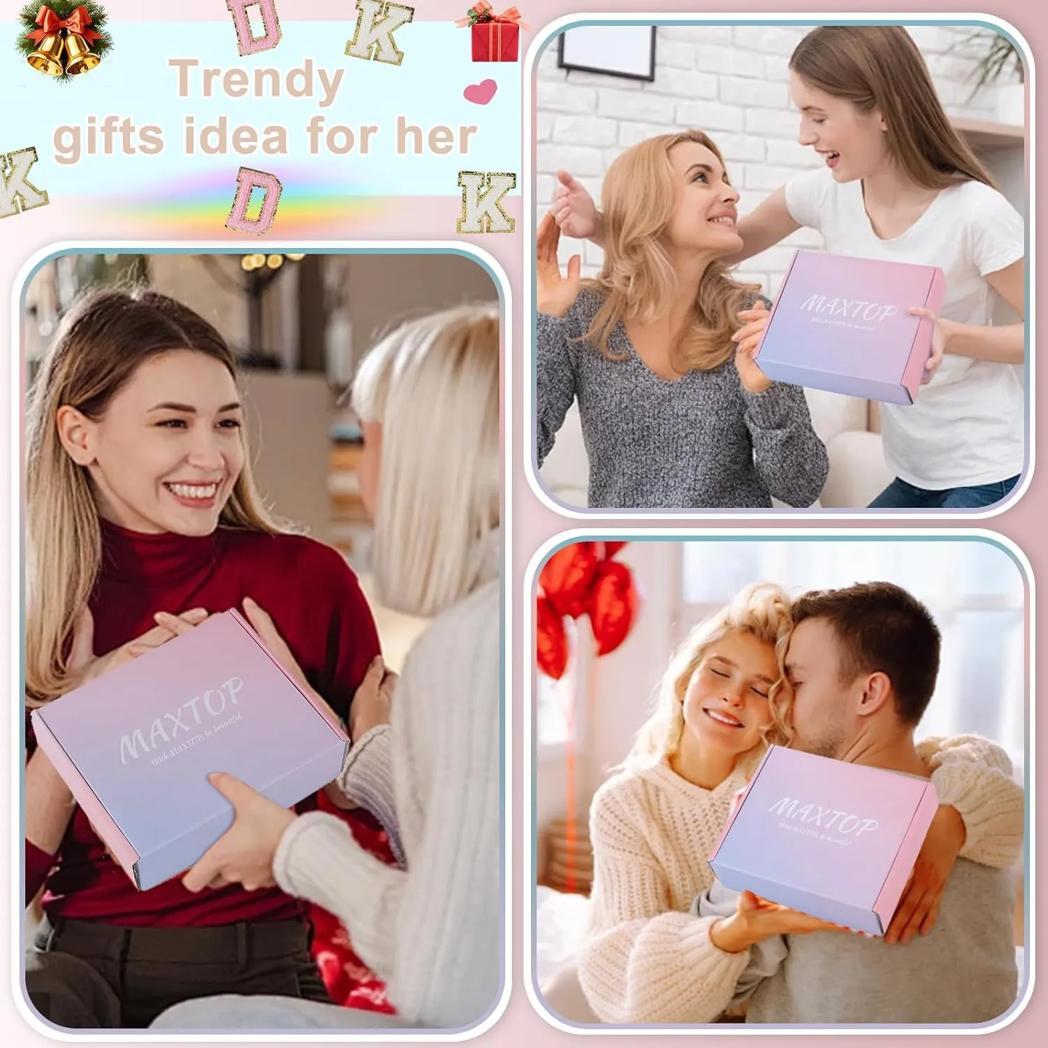 MAXTOP Birthday Gifts for Women Men,Personalized Initial Letter Patch Fanny Pack Crossbody Bag with 3-Zipper Christmas Gift Trendy Stuff for Daughter Sister Her,Beige S