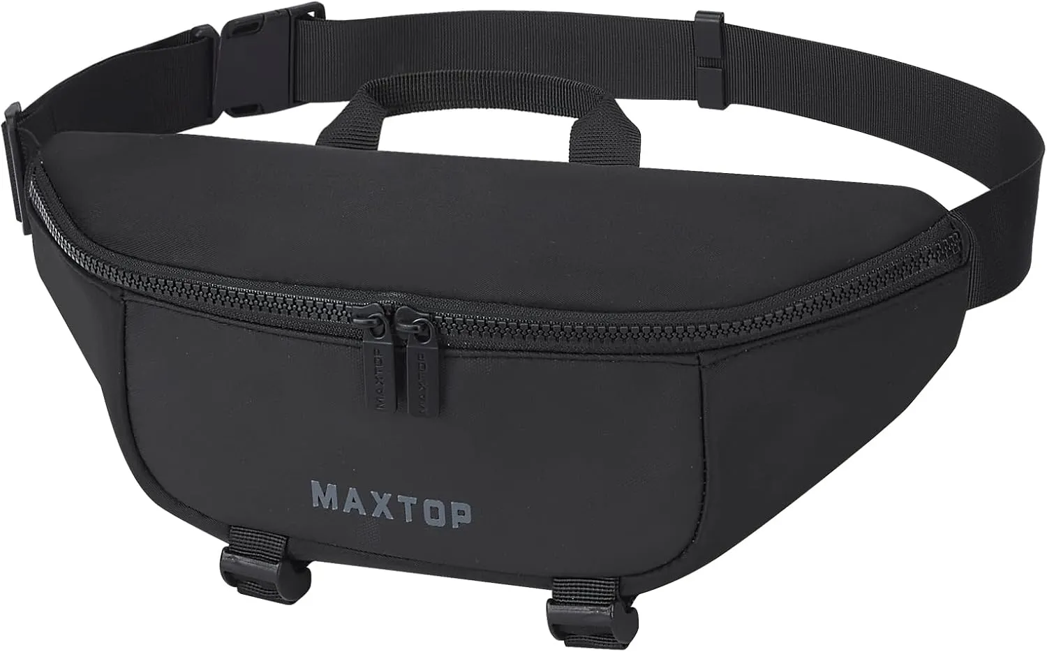 MAXTOP Large Fanny Packs for Women Men Crossbody Bag Travel Essentials with Adjustable Strap Hands-Free Waist Pack for Gym Running Hiking,Black