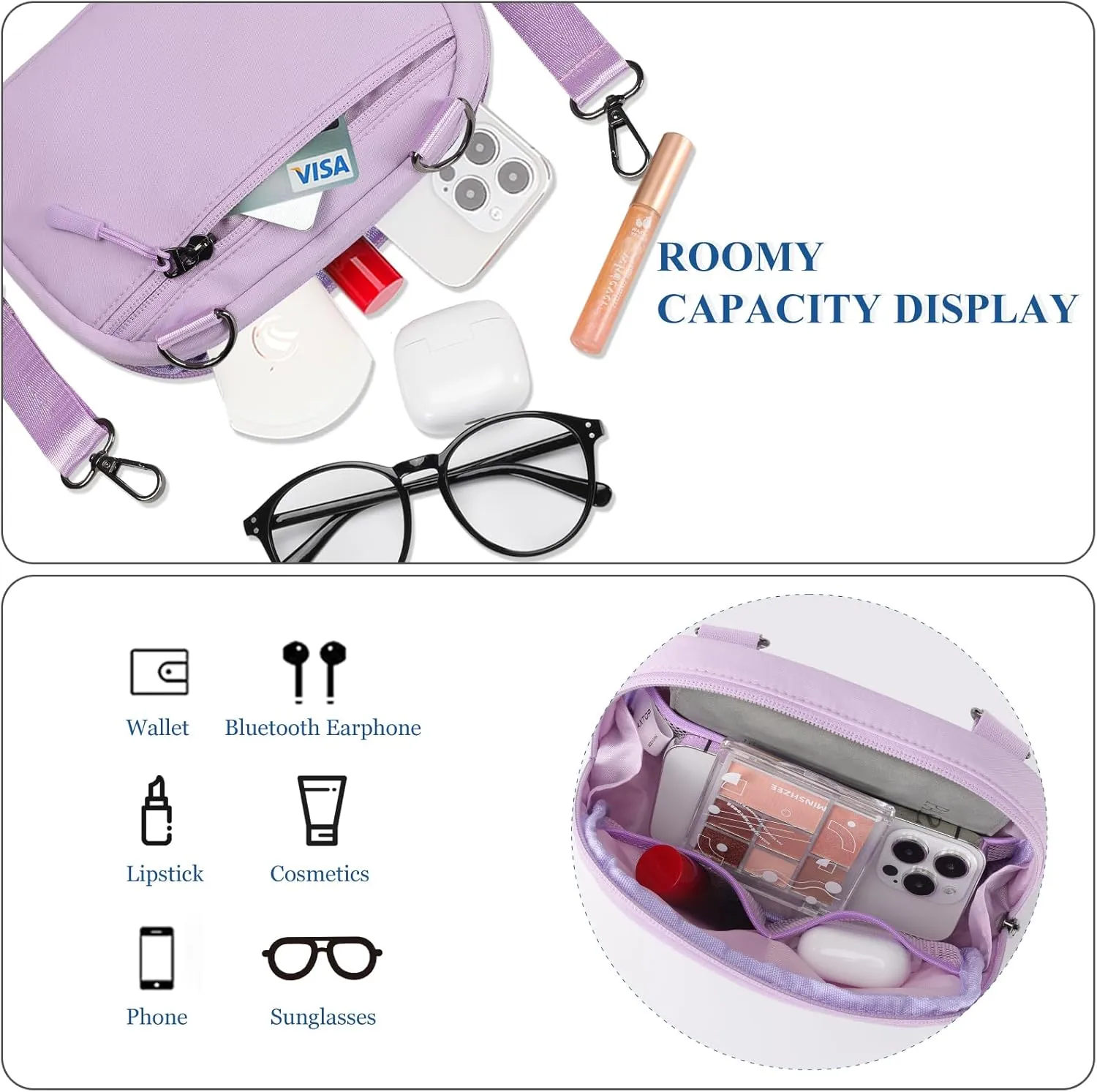 MAXTOP Small Nylon Crossbody Bags for Women Unisex Belt Bag Fanny Pack with Adjustable Strap for Traveling Shopping