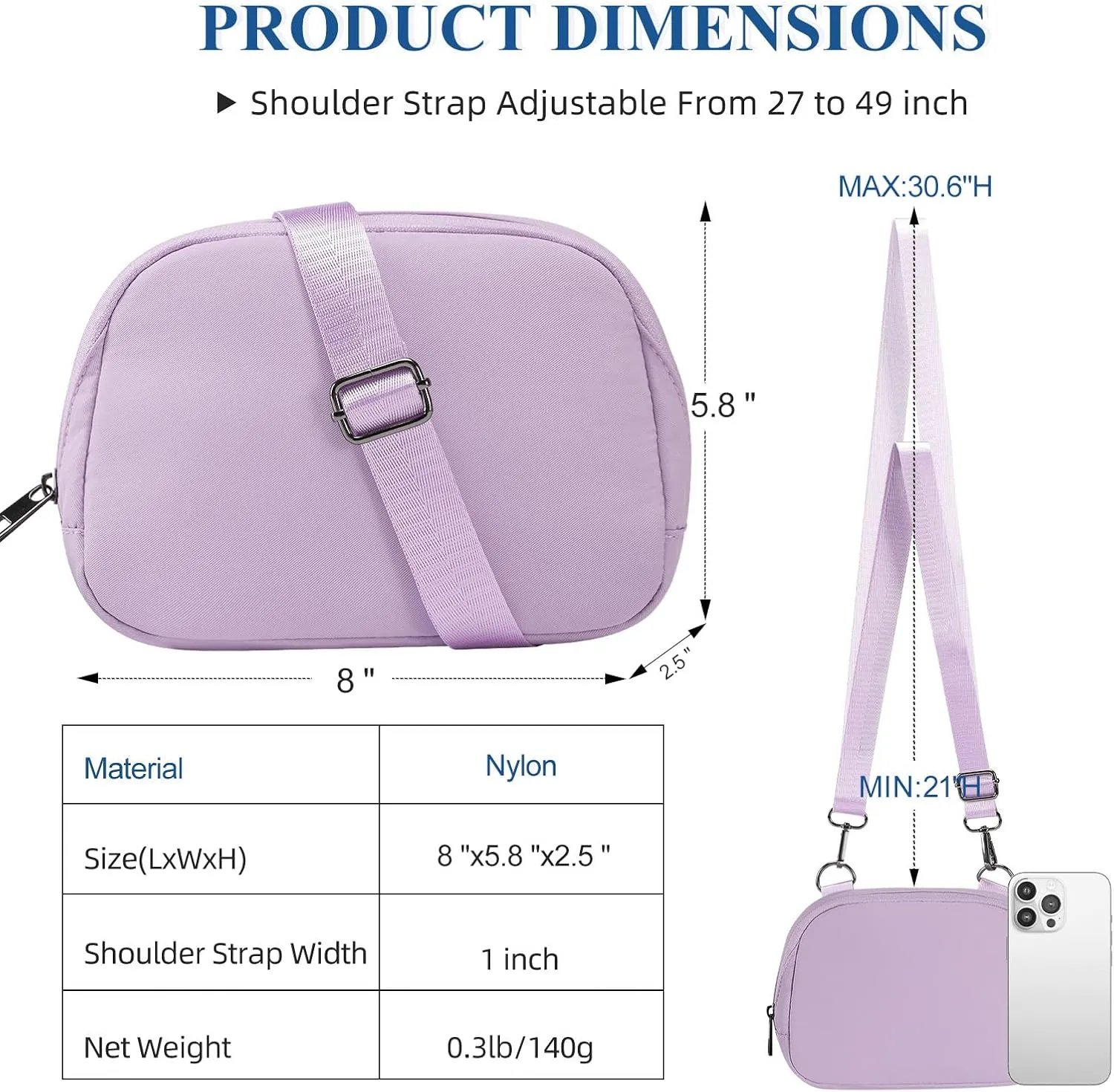 MAXTOP Small Nylon Crossbody Bags for Women Unisex Belt Bag Fanny Pack with Adjustable Strap for Traveling Shopping