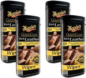 MEGUIAR'S G10900 Gold Class Rich Leather, 25 Wipes, Sold as 4 Pack