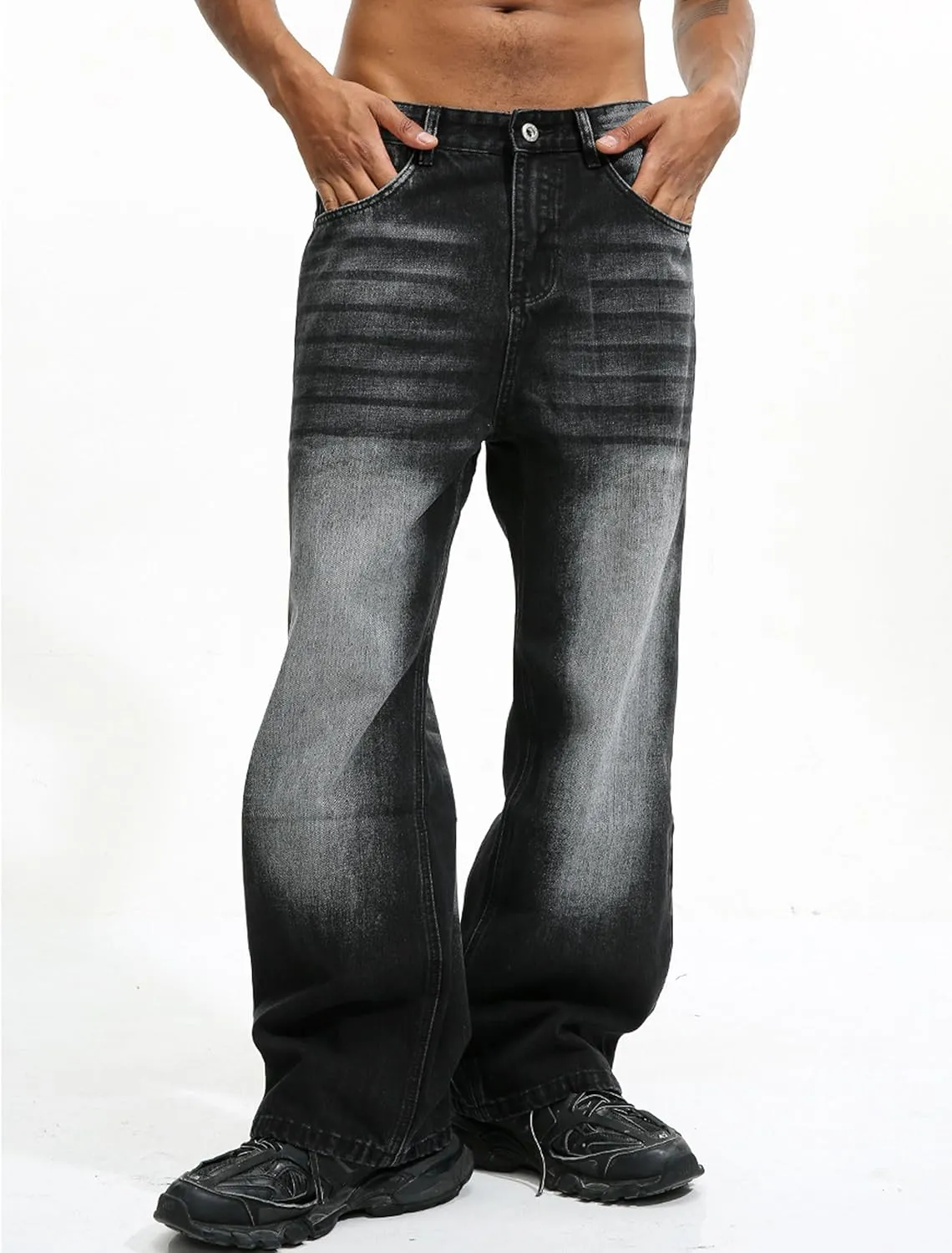 Men Baggy Jeans Y2k Hip Hop Skater Jeans Vintage Purple Jeans Loose Fit Demin Pants Streetwear