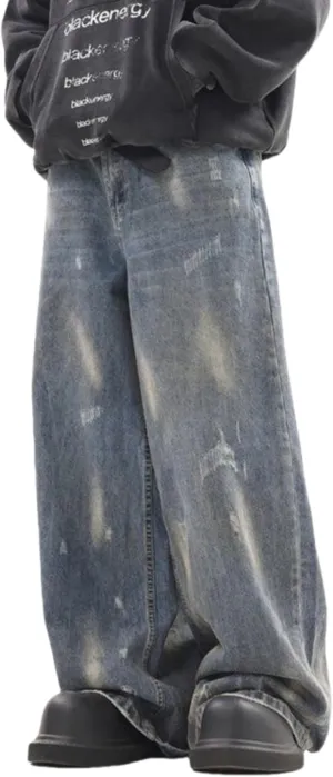Men Baggy Jeans Y2k Hip Hop Skater Pants Vintage Jnco Jeans Loose Fit Skateboard Denim Pants Streetwear