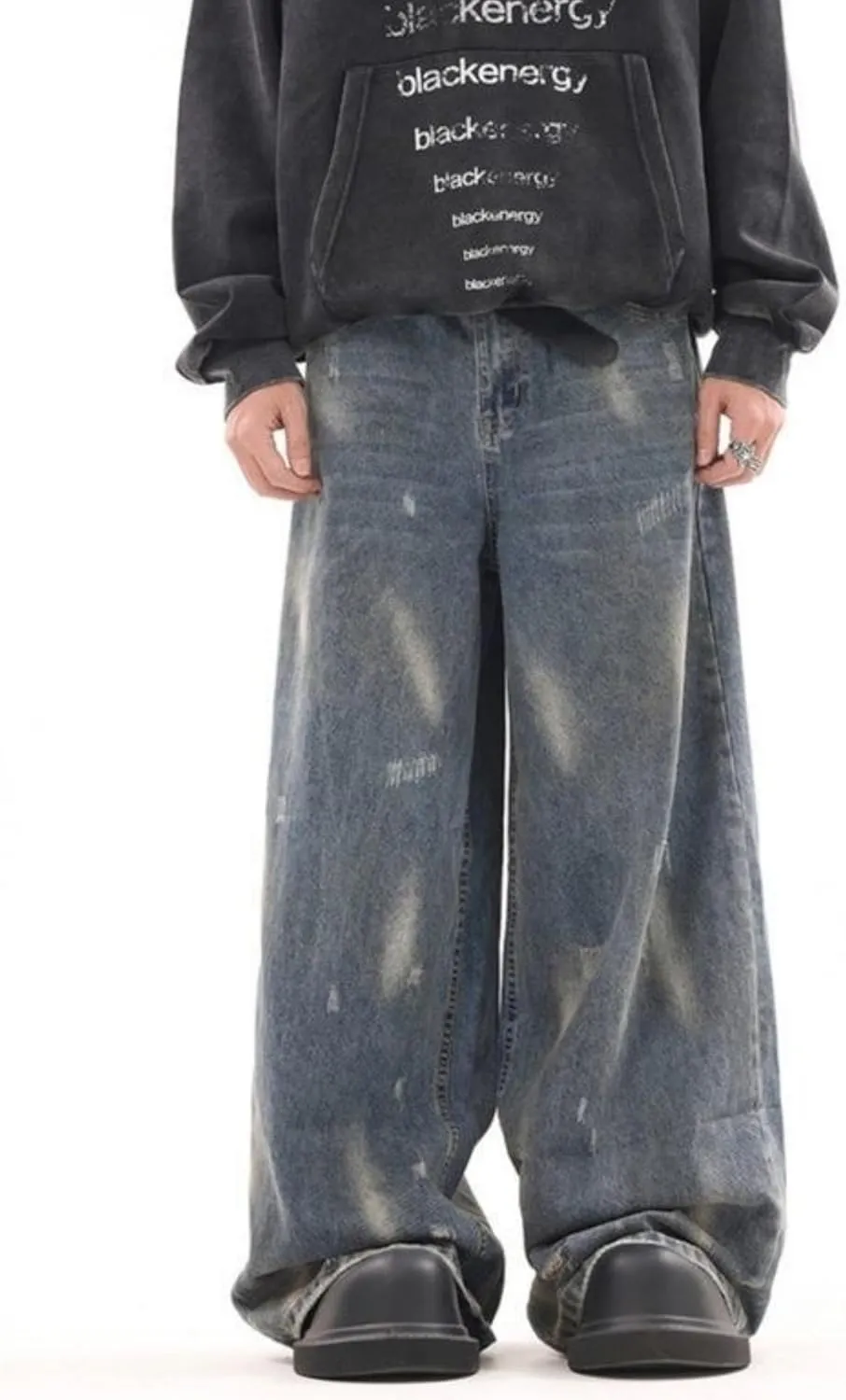 Men Baggy Jeans Y2k Hip Hop Skater Pants Vintage Jnco Jeans Loose Fit Skateboard Denim Pants Streetwear