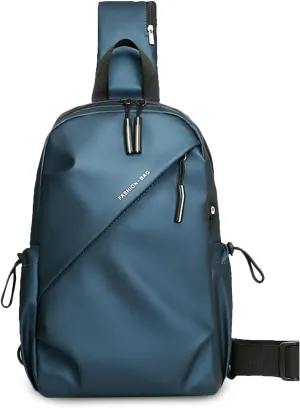 Men Crossbody Sling Bag Shoulder Chest Messenger Pack with Earphone Hole Carry Pouch Body Wallet for Hiking Running Cycling Outdoor Travel Daypacks Waterproof Polyester Blue