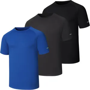 Men's 3 Pack Workout Shirts Quick Dry Moisture Wicking Short Sleeve Mesh Athletic T-Shirts