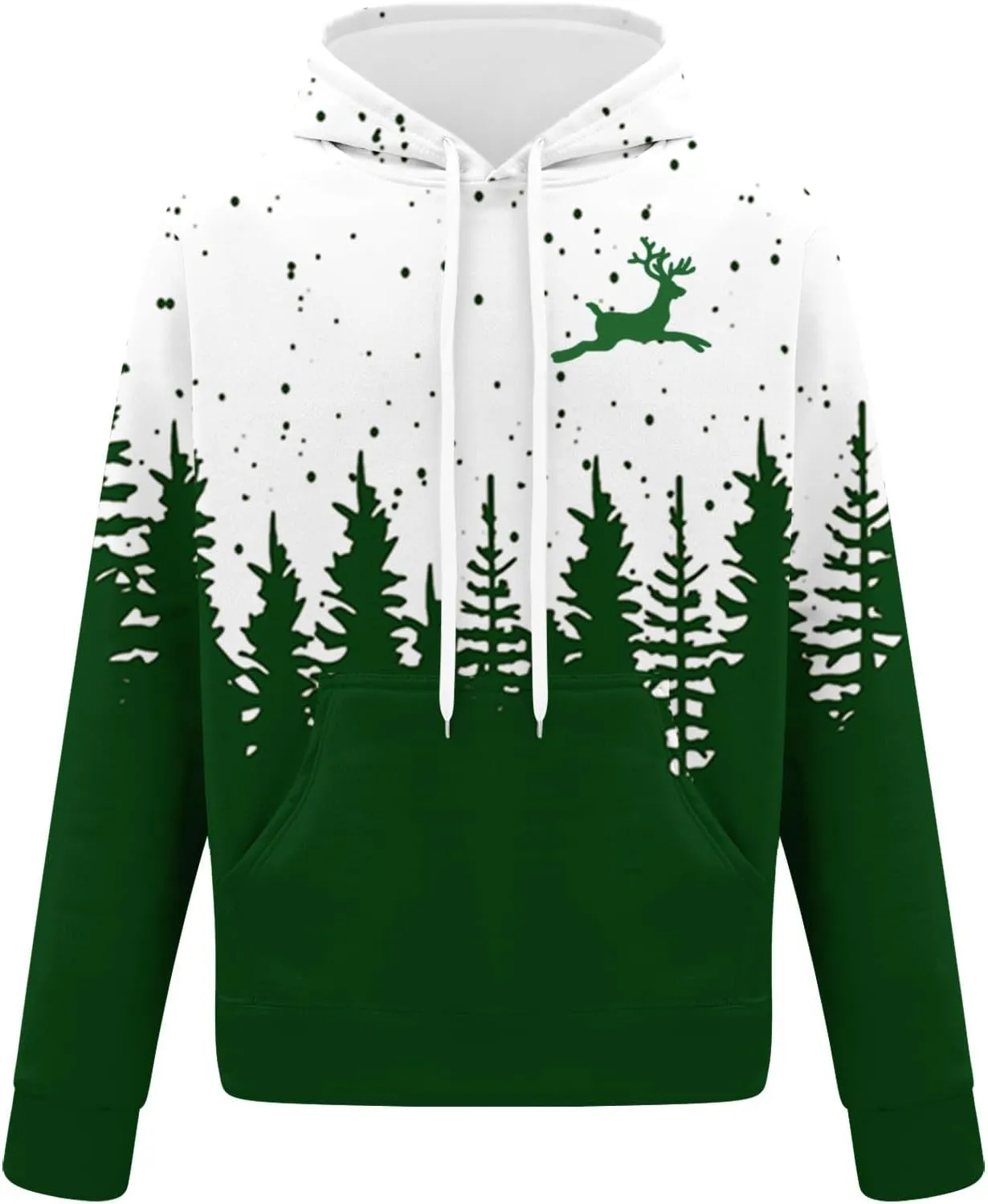 Men's Athletic Hoodie Tracksuit Funny Christmas Tracksuit 2 Piece Funny Reindeer Santa Casual Athletic Jogging Suits
