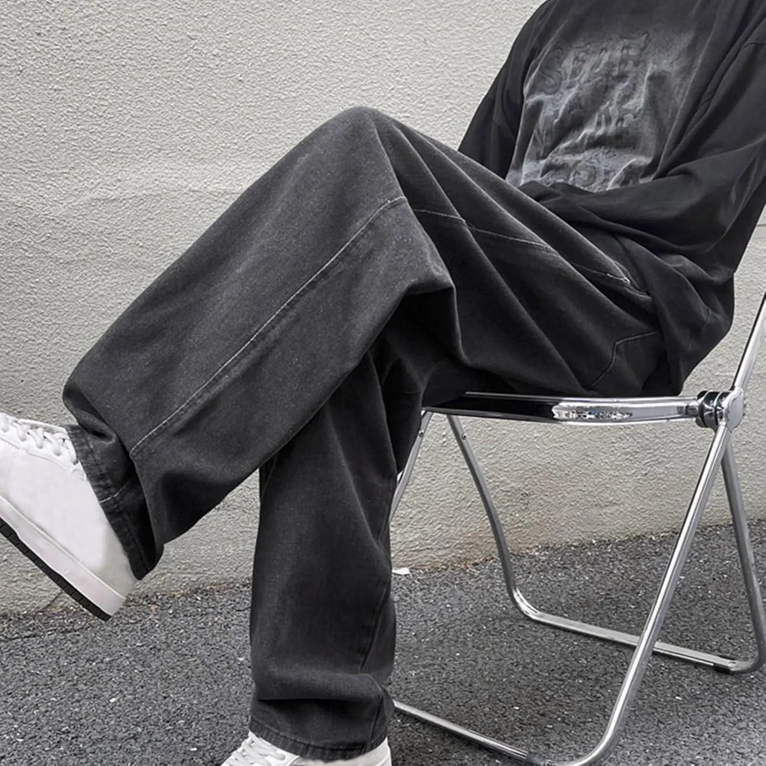 Mens Baggy Jeans Drawstring Vintage Y2k Skater Pants Casual Loose Fit Skateboard Denim Pants Baggy Streetwear Clothes