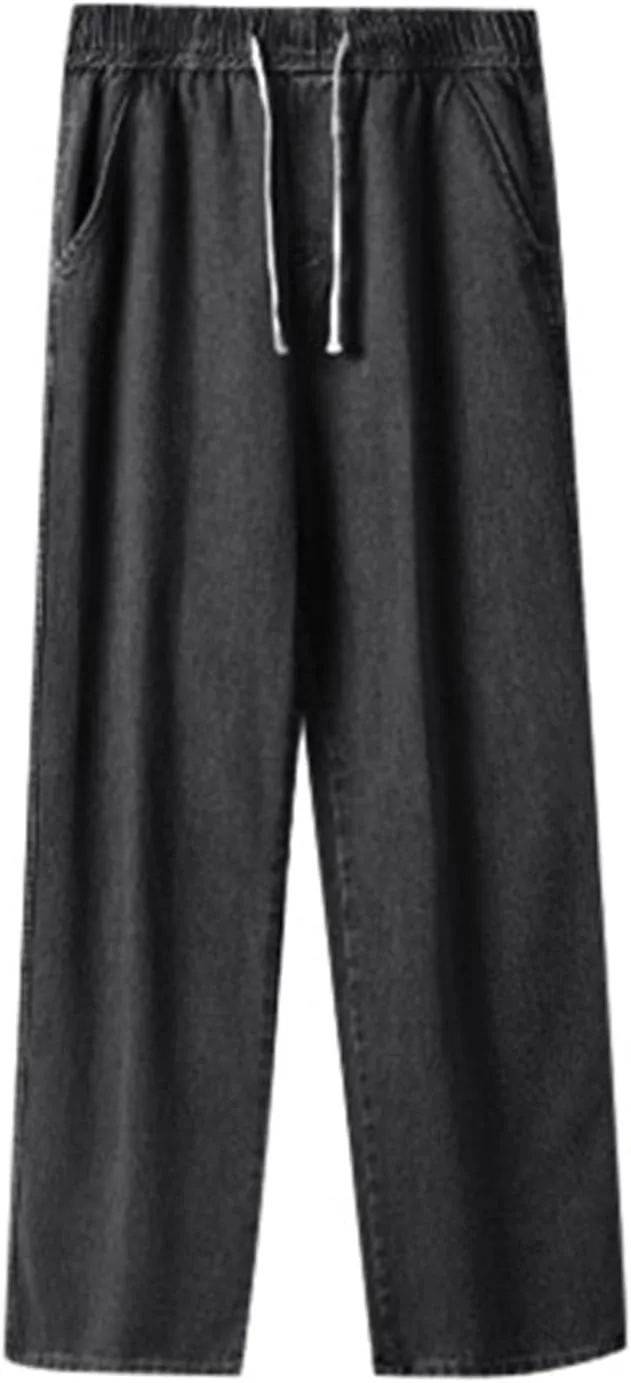 Mens Baggy Jeans Drawstring Vintage Y2k Skater Pants Casual Loose Fit Skateboard Denim Pants Baggy Streetwear Clothes