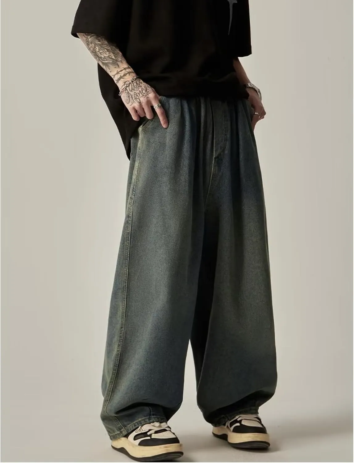 Mens Baggy Jeans for Men Women Y2k Hip Hop Skater Pants Wide Leg Jnco Jeans Loose Fit Denim Jeans Streetwear
