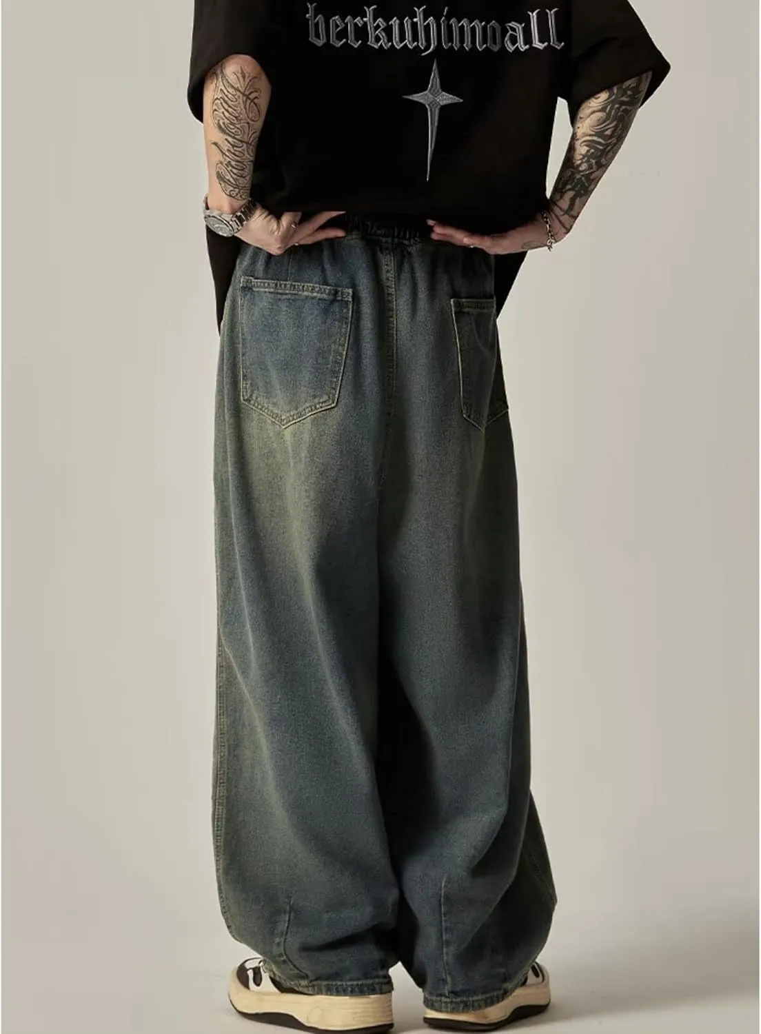 Mens Baggy Jeans for Men Women Y2k Hip Hop Skater Pants Wide Leg Jnco Jeans Loose Fit Denim Jeans Streetwear