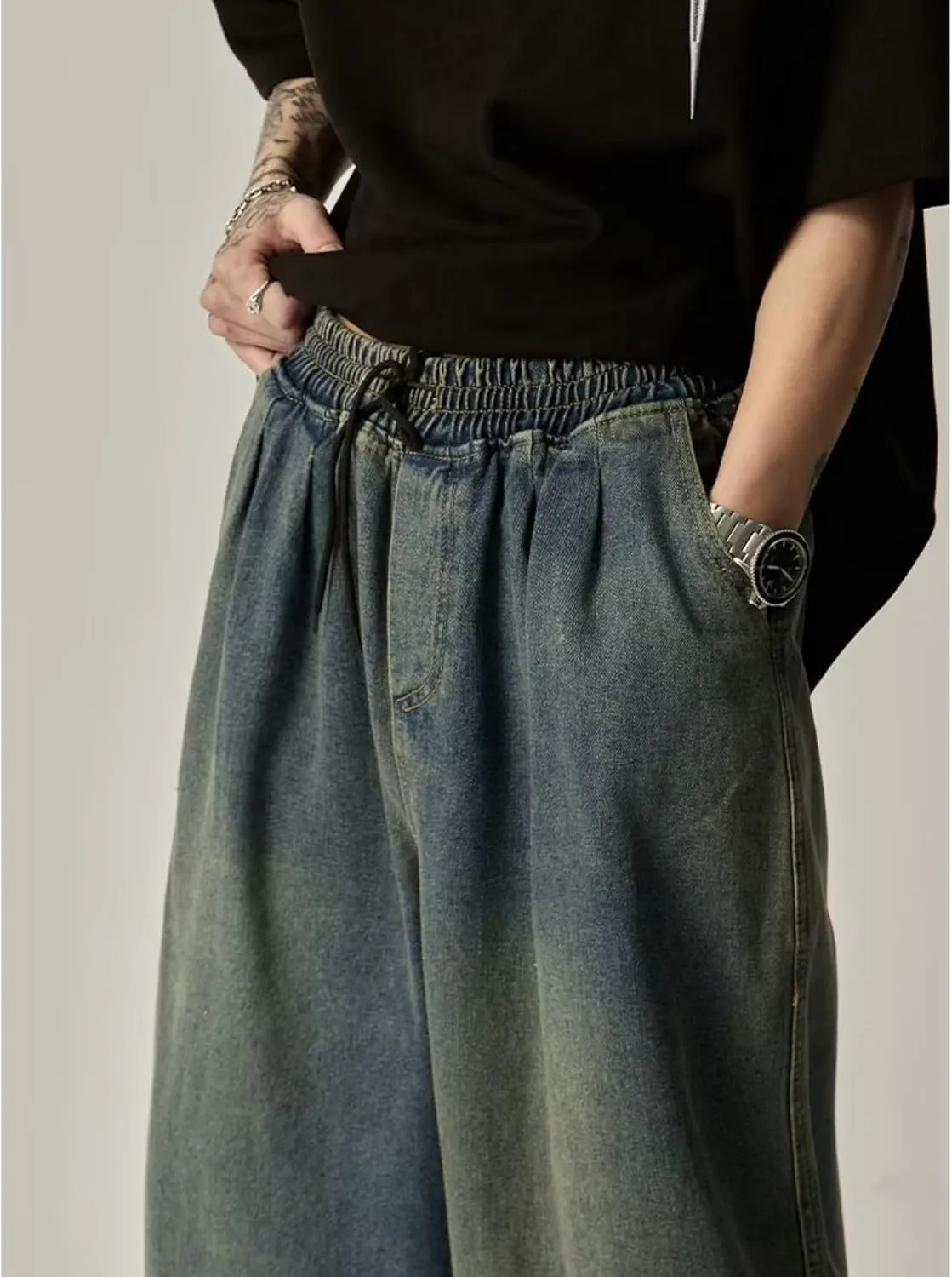 Mens Baggy Jeans for Men Women Y2k Hip Hop Skater Pants Wide Leg Jnco Jeans Loose Fit Denim Pants