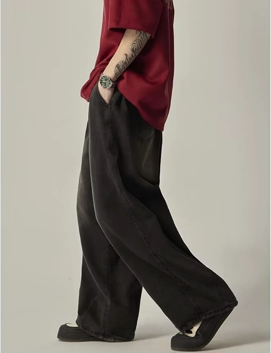 Mens Baggy Jeans for Men Women Y2k Hip Hop Skater Pants Wide Leg Jnco Jeans Loose Fit Denim Pants