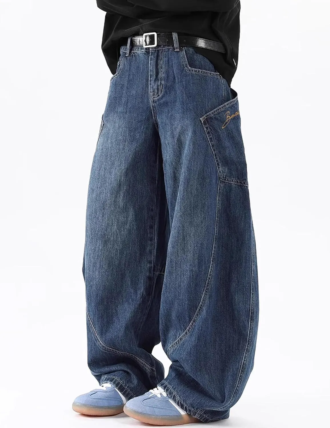Men's Baggy Jeans Y2k Hip Hop Denim Pants Vintage Jnco Jeans Loose Fit Cargo Jeans Streetwear