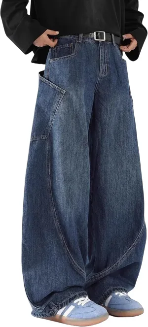 Men's Baggy Jeans Y2k Hip Hop Denim Pants Vintage Jnco Jeans Loose Fit Cargo Jeans Streetwear