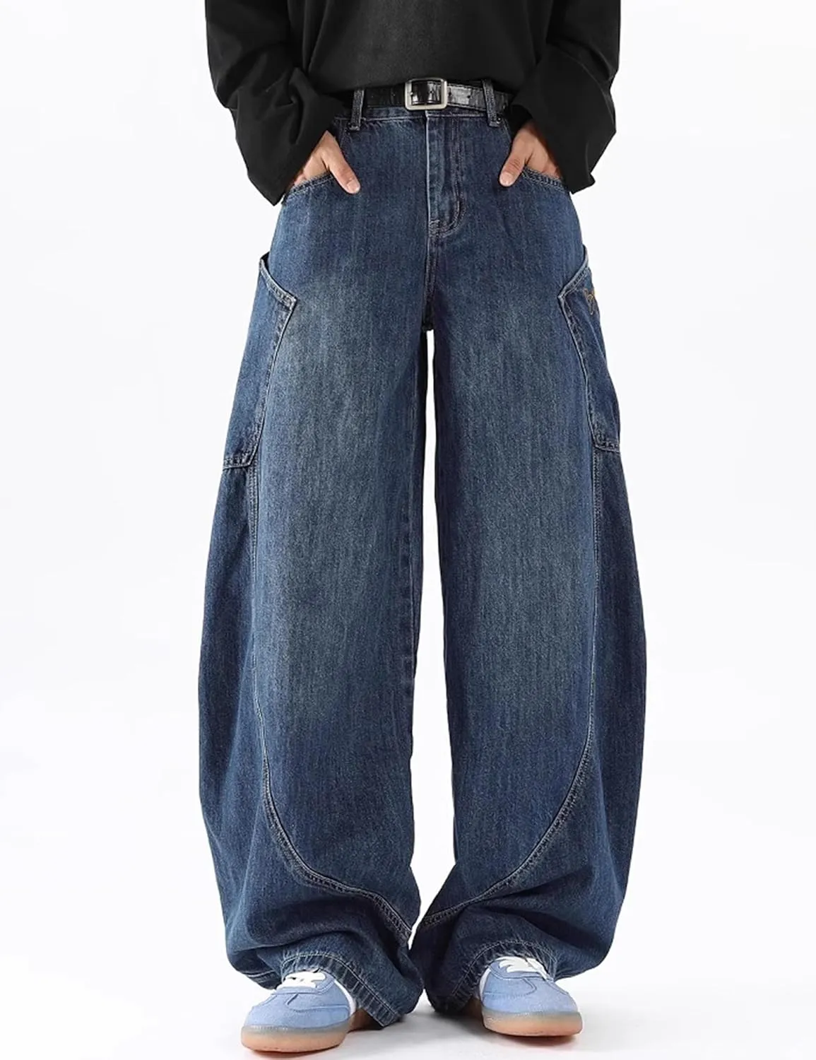 Men's Baggy Jeans Y2k Hip Hop Denim Pants Vintage Jnco Jeans Loose Fit Cargo Jeans Streetwear